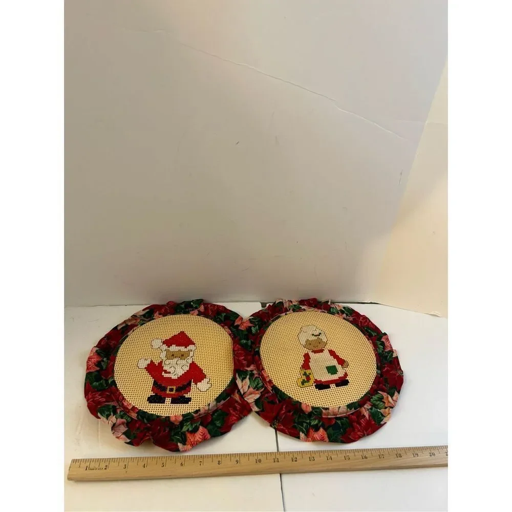 Santa Christmas hanging decorations embroidery frame cross stitch Mr. Mrs. Claus